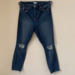 Good American Good Waist Crop Raw Edge Skinny Jeans